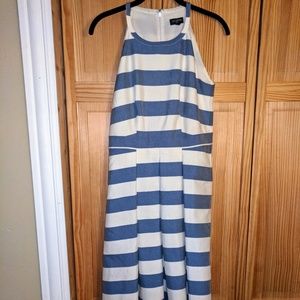 Blue and white striped dress